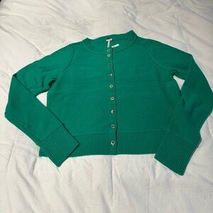Kelly Green Button-Up Women's cashmere /wool Sweater